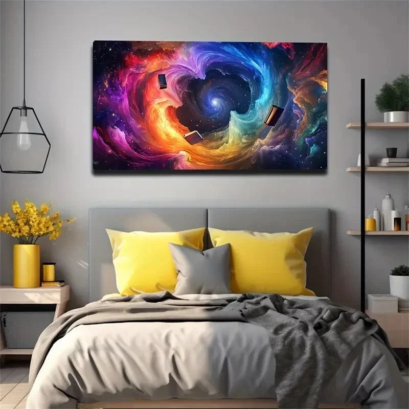 Colorful Nebula Suitable Dark Wall Art Canvas Office Home Room Framed 120x60cm