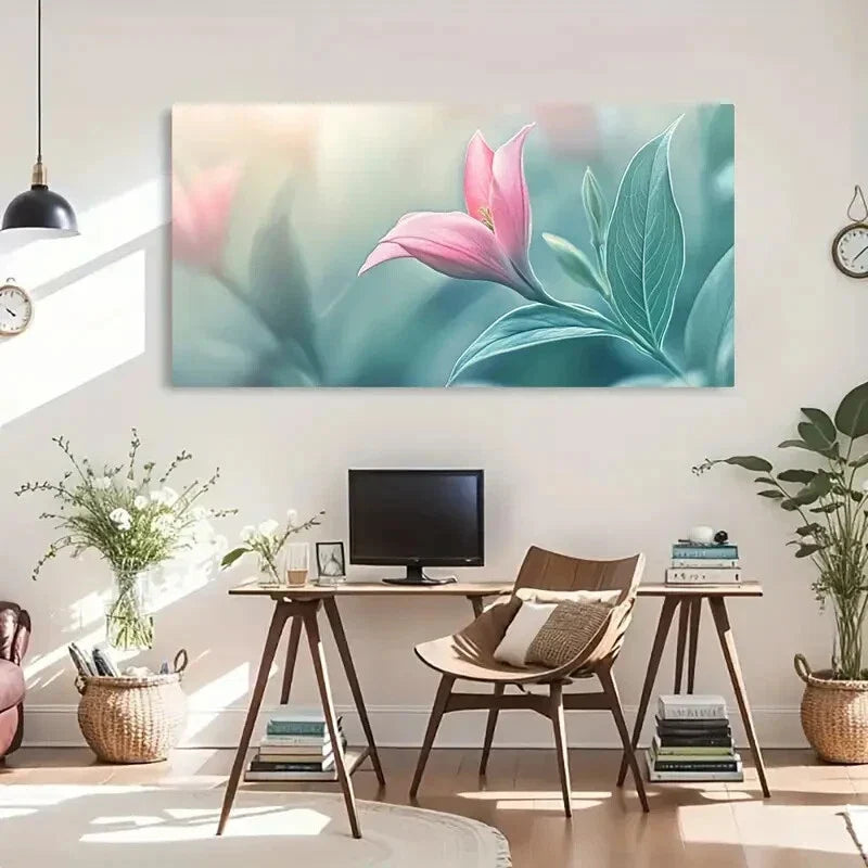 Camellia Decorative Nature Wall Art Canvas Office Home Room Framed 120x60cm
