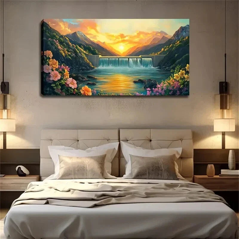 Horizontal Nature Scene Décor Wall Art Canvas Office Home Room Framed 120x60cm