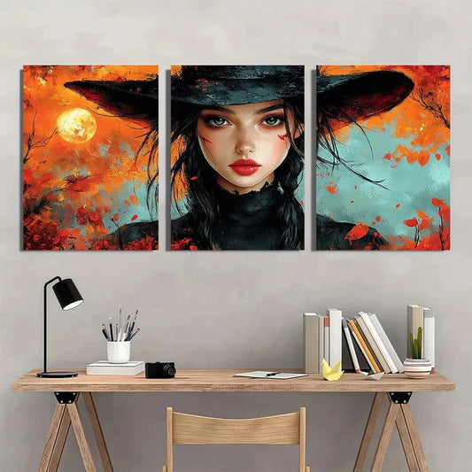 3pcs Halloween Dark Romantic Fiery Metal Print Ready to Hang Art