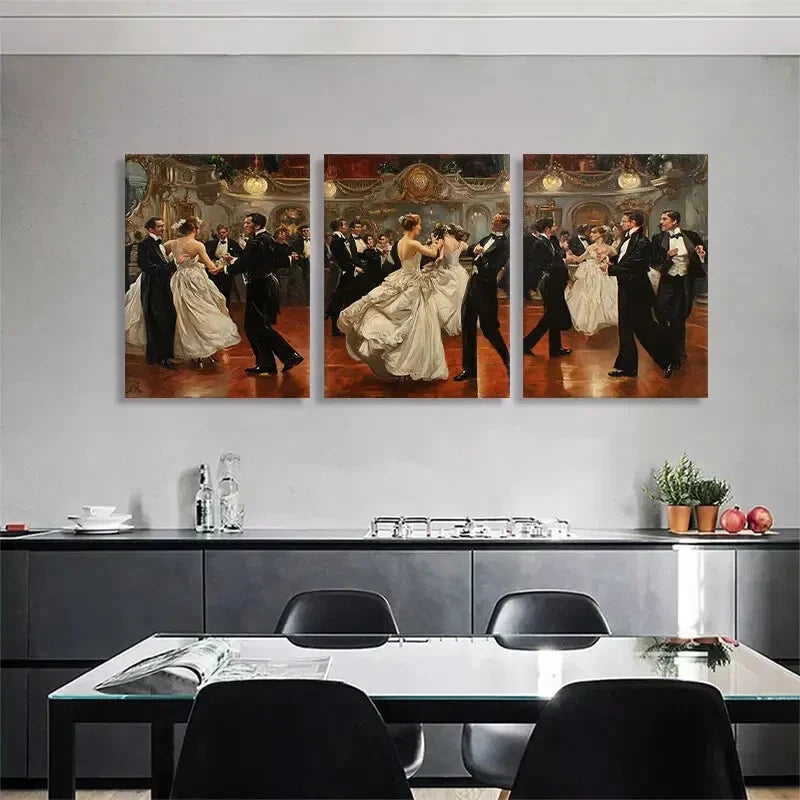 3pcs Elegant Ballroom Dance Couples Perfect Wall Art Set Canvas Framed 40x60cm - High Quality Print 100% Australian Made Wall Canvas Ready to Hang