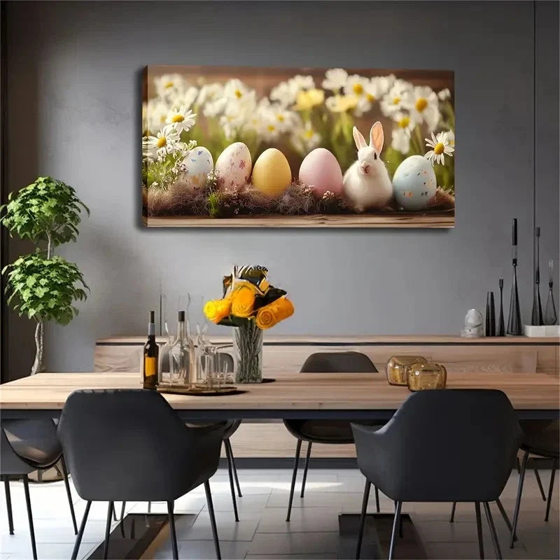 An Easter Theme Illustration Wall Art Canvas Office Home Room Framed 120x60cm