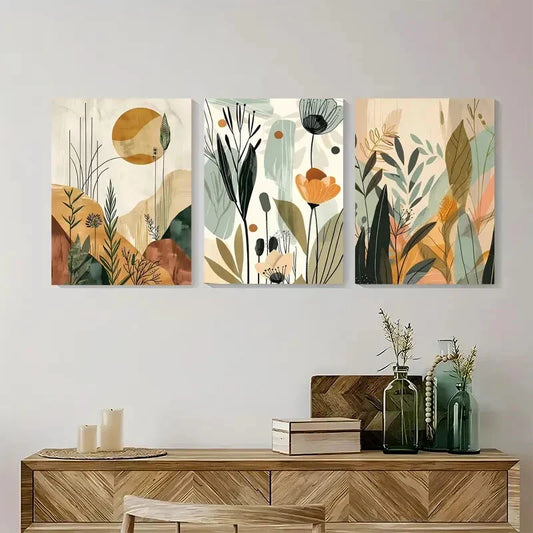 3pcs Vintage Floral Landscape Flower Metal Print Ready to Hang Art