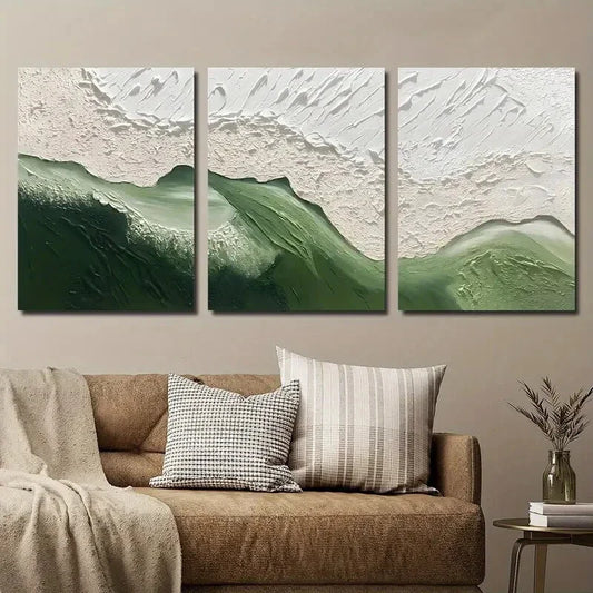 3pcs Abstract Texture Ocean Beach Oil Painting Metal Print Ready to Hang Art