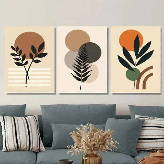 3pcs Modern Abstract Botanical Minimalist Plant Metal Print Ready to Hang Art
