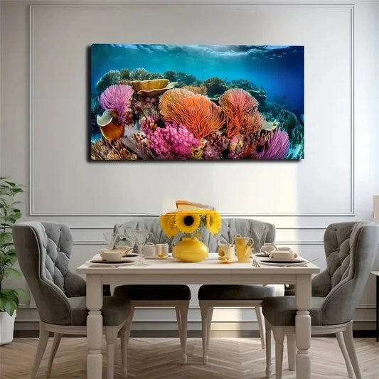 Vibrant Underwater Wall Art Canvas Office Home Room Framed 120x60cm