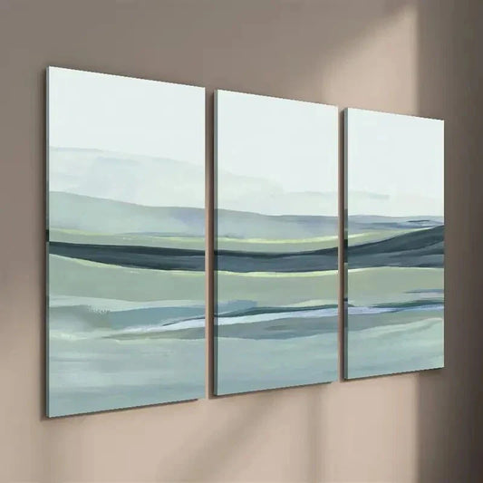 3pcs Rolling Hills Painting in Blue Landscape Wall Art Set Canvas Framed 40x60cm - High Quality Print 100% Australian Made Wall Canvas Ready to Hang