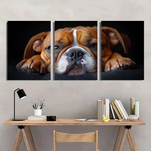 3pcs British Bulldog Funny Animal Metal Print Ready to Hang Art
