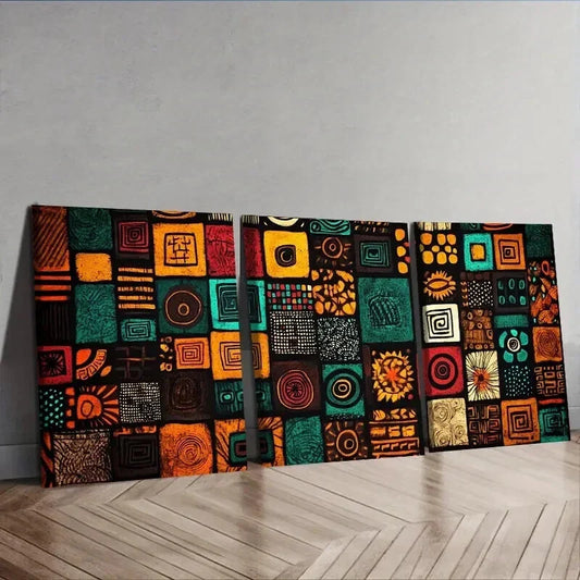 3pcs Geometric & Abstract Design Pattern Wall Art Set Canvas Framed 40x60cm - High Quality Print 100% Australian Made Wall Canvas Ready to Hang