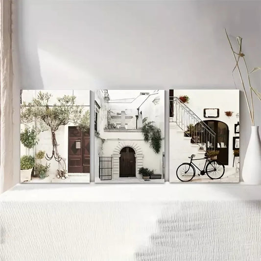 3pcs Italy Cityscape Oil Painting Canvas Framed 40x60cm - High Quality Print 100% Australian Made Wall Canvas Ready to Hang