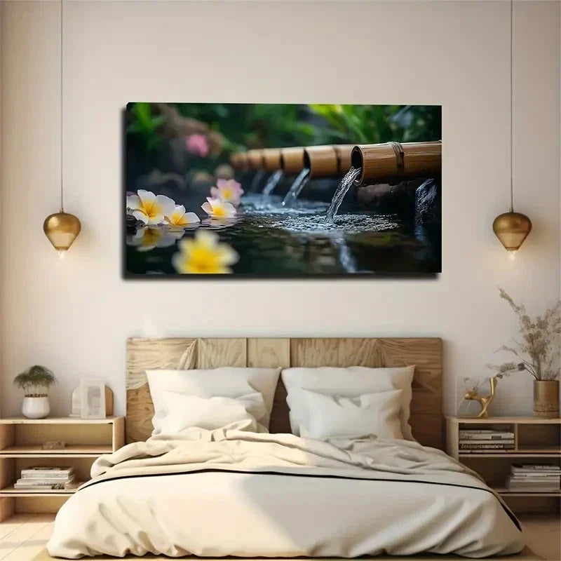 Water Flow To Water Surface Wall Art Canvas Office Home Room Framed 120x60cm