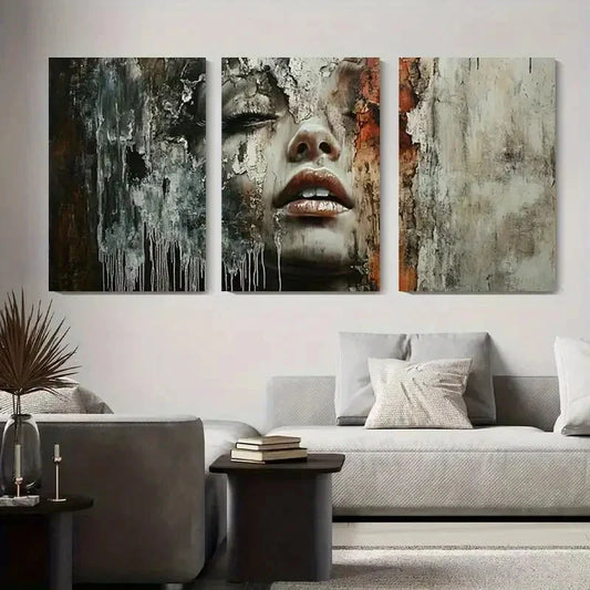 3pcs Modern Dripping Paint Design Contemporary Metal Print Ready to Hang Art