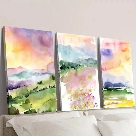 3pcs Artistic Nature Scene of Irish Meadow Wall Art Set Canvas Framed 40x60cm - High Quality Print 100% Australian Made Wall Canvas Ready to Hang