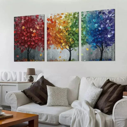 3pcs Classic Abstract Tree Triptych Aesthetic Wall Art Set Canvas Framed 40x60cm - High Quality Print 100% Australian Made Wall Canvas Ready to Hang