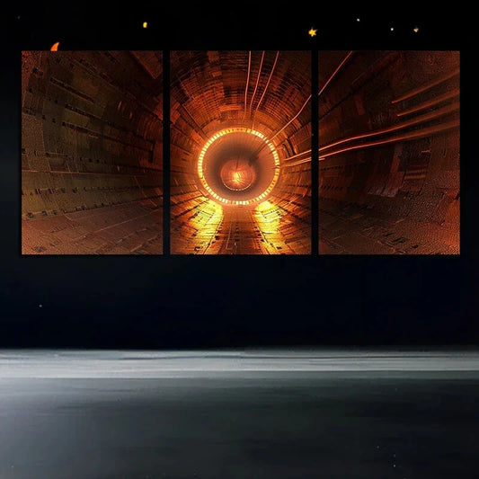 3pcs Shuttle Car Stunning Golden Metal Print Ready to Hang Art