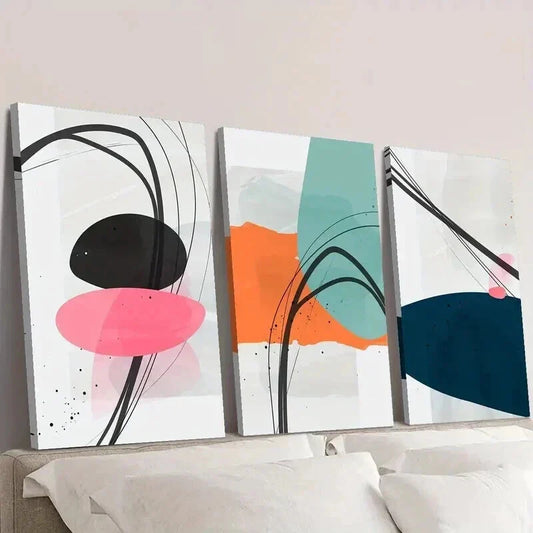 3pcs Abstract Classic Modern Geometric Wall Art Set Canvas Framed 40x60cm - High Quality Print 100% Australian Made Wall Canvas Ready to Hang