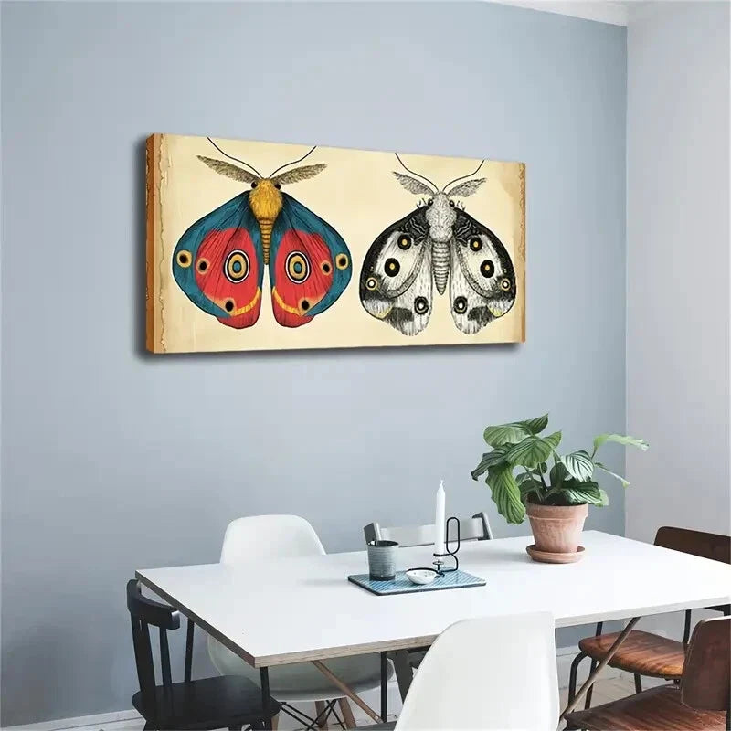 Vibrant Red & Blue With Black Wall Art Canvas Office Home Room Framed 120x60cm