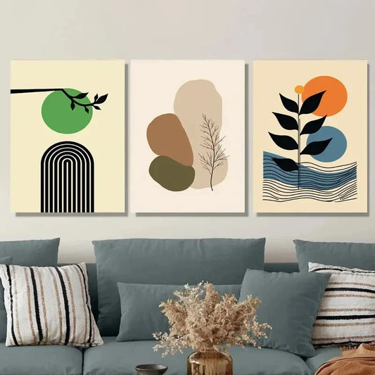 3pcs Abstract 3 Minimalist Modern Green Wall Art Set Canvas Framed 40x60cm - High Quality Print 100% Australian Made Wall Canvas Ready to Hang