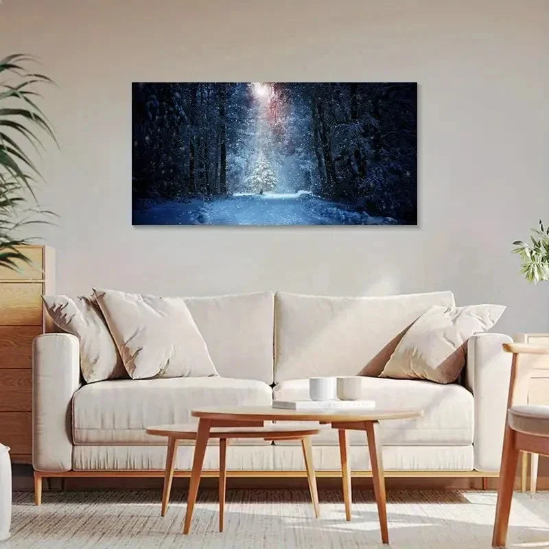 Charming Snowy Forest Décor Wall Art Canvas Office Home Room Framed 120x60cm
