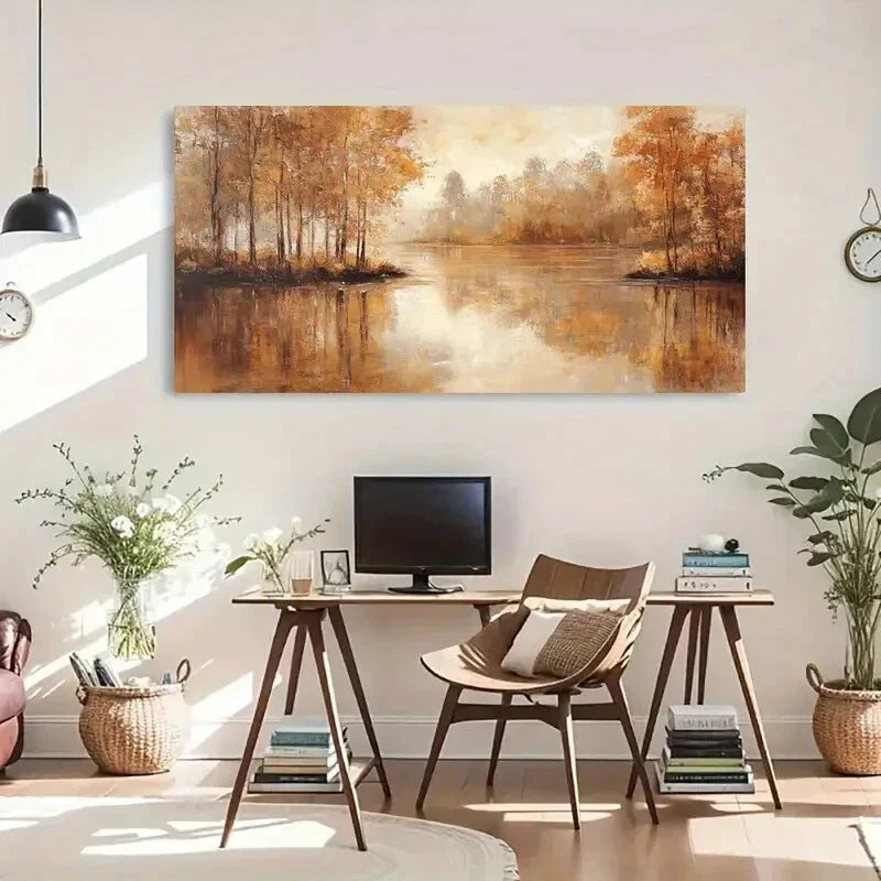 Warm Fall Foliage Scenery Wall Art Canvas Office Home Room Framed 120x60cm