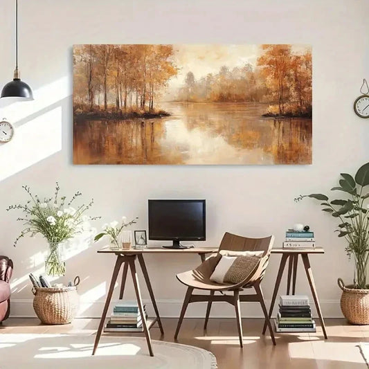 Warm Fall Foliage Scenery Wall Art Canvas Office Home Room Framed 120x60cm