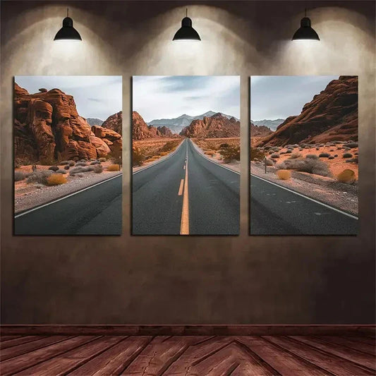 3pcs Red Rock Canyon Mountain Range Metal Print Ready to Hang Art
