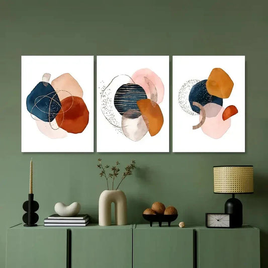 3pcs Watercolor Abstract Modern Absorbent Metal Print Ready to Hang Art