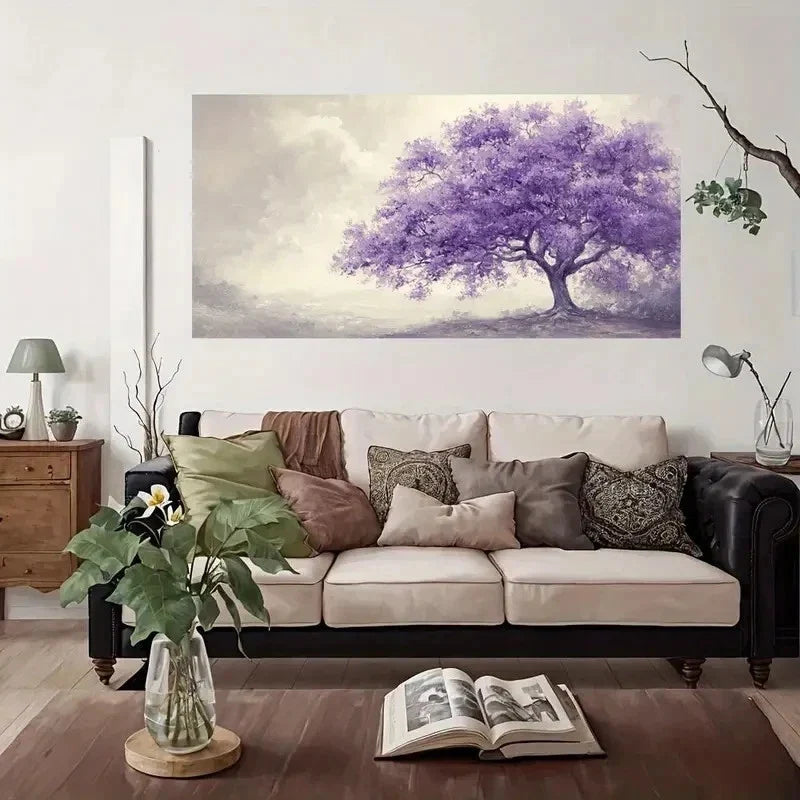 Purple Tree Elegant Modern Wall Art Canvas Office Home Room Framed 120x60cm
