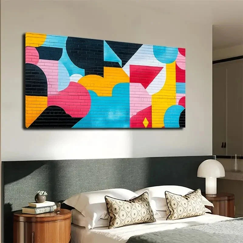 Abstract Style Irregular Color Wall Art Canvas Office Home Room Framed 120x60cm