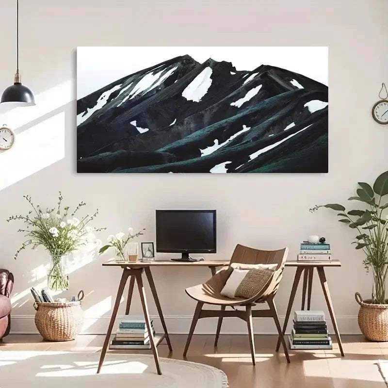 Mountain Covered Snow Decor Wall Art Canvas Office Home Room Framed 80x45cm