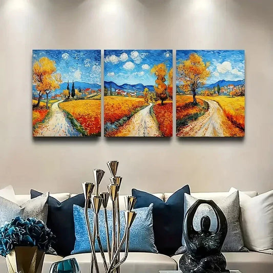 3pcs Beautiful Countryside Farmland Scenery Wall Art Set Canvas Framed 40x60cm - High Quality Print 100% Australian Made Wall Canvas Ready to Hang