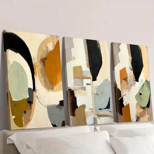 3pcs Geometric Mosaic Design Decoration Wall Art Set Canvas Framed 40x60cm - High Quality Print 100% Australian Made Wall Canvas Ready to Hang