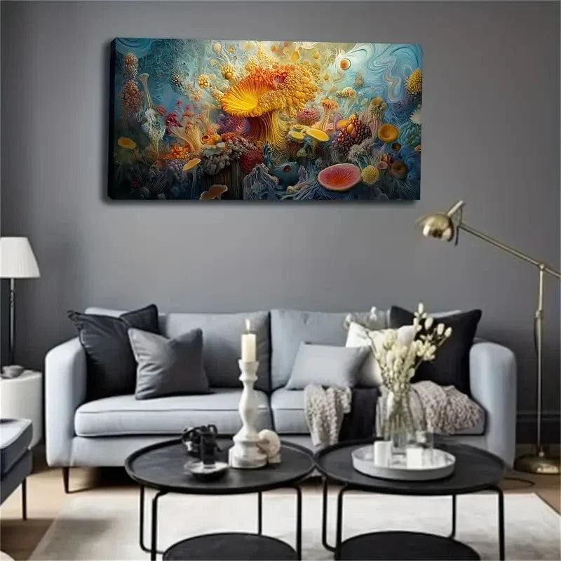 Abstract Exotic Flora Abstract Wall Art Canvas Office Home Room Framed 120x60cm
