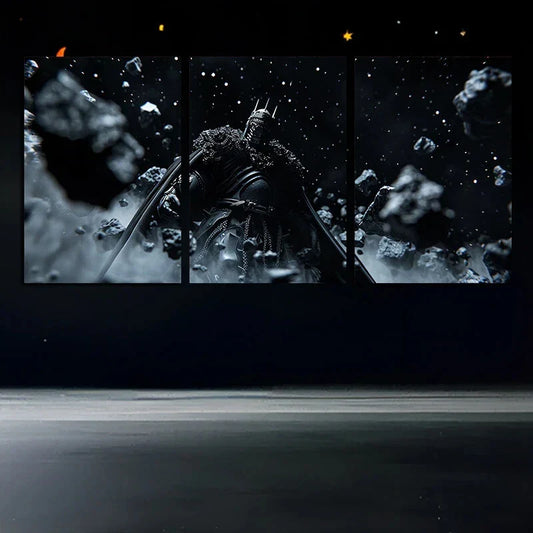 3pcs Knights Wearing Armor Black & White Metal Print Ready to Hang Art