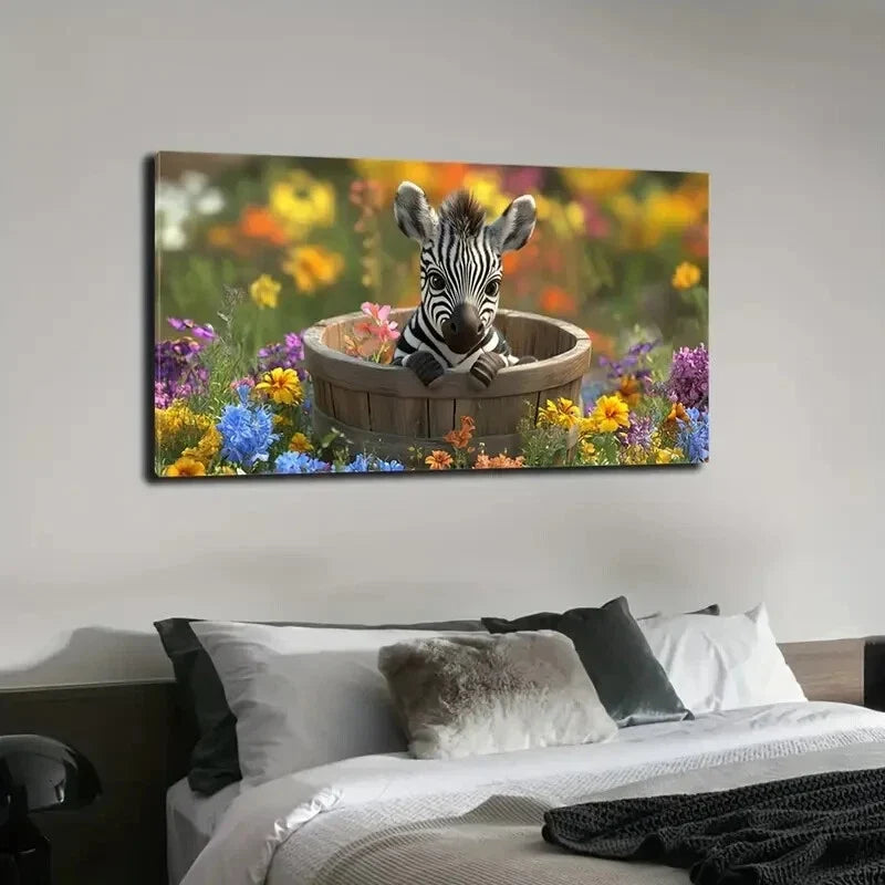Bucket Vibrant Wildflowers Wall Art Canvas Office Home Room Framed 120x60cm