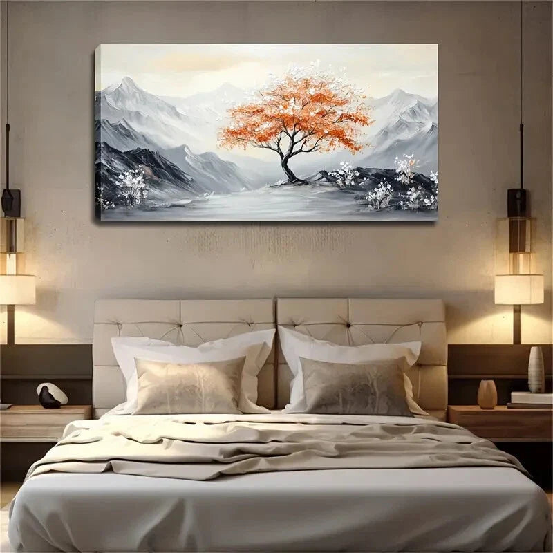 Black Gray Mountain Landscape Wall Art Canvas Office Home Room Framed 120x60cm
