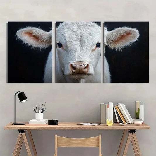 3pcs Rustic Cow Charming Farm Animal Metal Print Ready to Hang Art