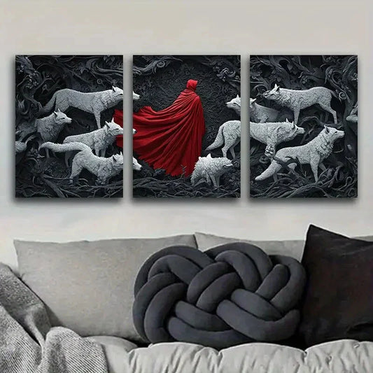 3pcs The Red Lord and the White Wolf Metal Print Ready to Hang Art