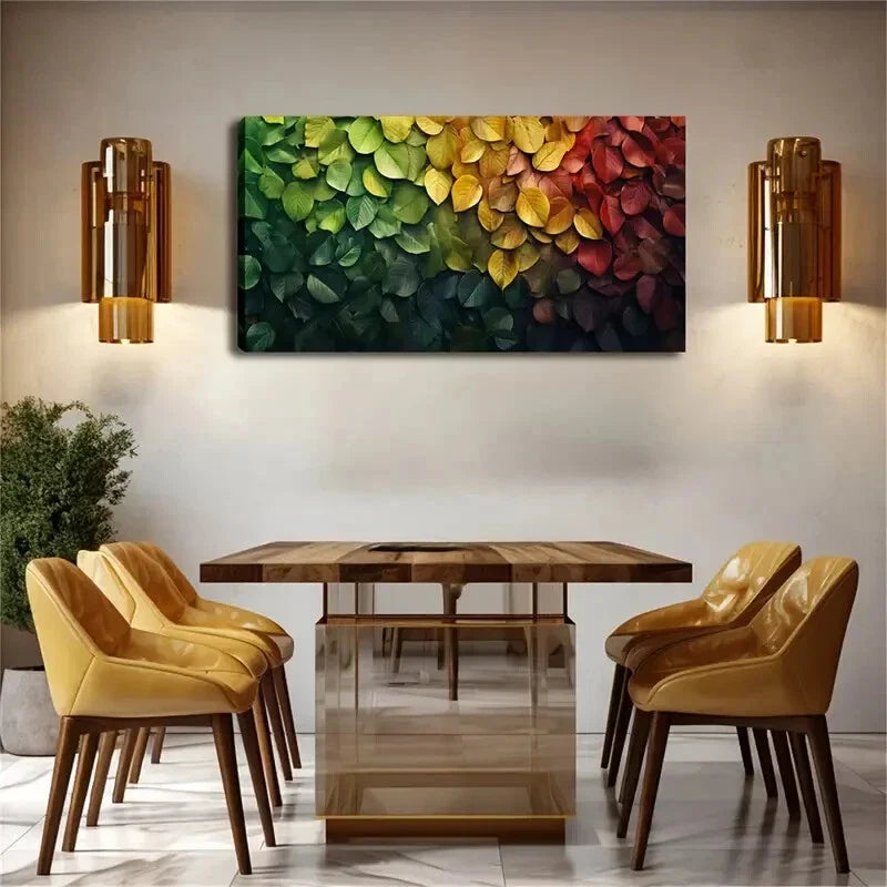 Multicolor Gradient Leave Wall Art Canvas Office Home Room Framed 120x60cm