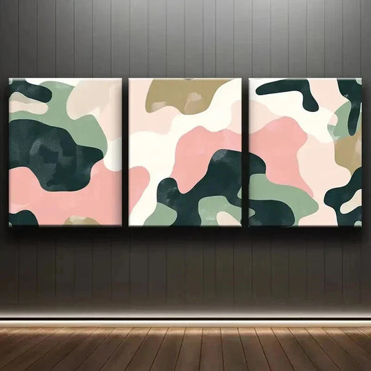 3pcs Soft Abstract Shape Decorative Painting Wall Art Set Canvas Framed 40x60cm - High Quality Print 100% Australian Made Wall Canvas Ready to Hang