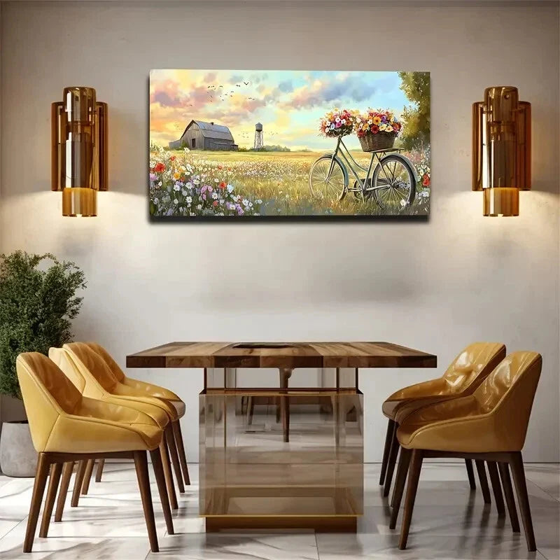 Field Full Of Colorful Flowers Wall Art Canvas Office Home Room Framed 120x60cm