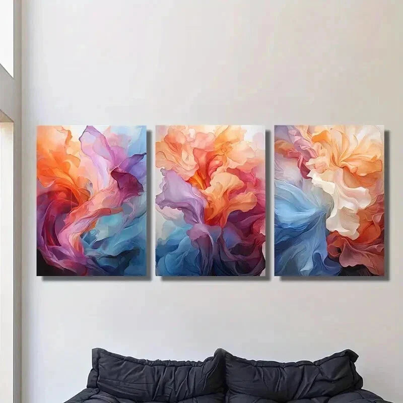 3pcs Abstract Colorful Bright Texture Wall Art Set Canvas Framed 40x60cm - High Quality Print 100% Australian Made Wall Canvas Ready to Hang