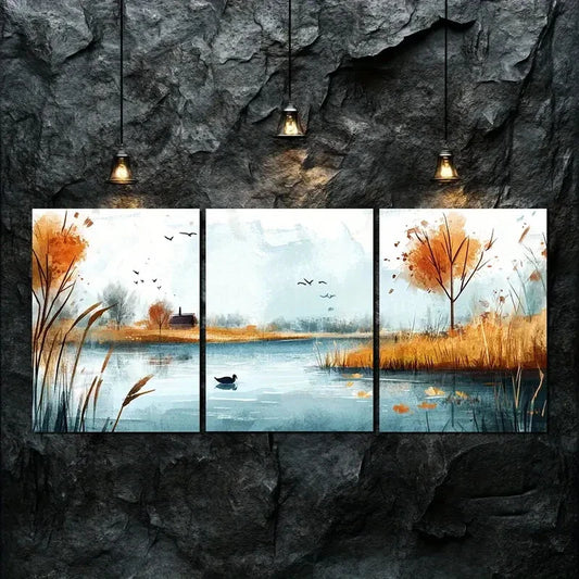 3pcs Featuring Exquisite Autumn Scenery Perfect Wall Art Set Canvas Framed 40x60cm - High Quality Print 100% Australian Made Wall Canvas Ready to Hang