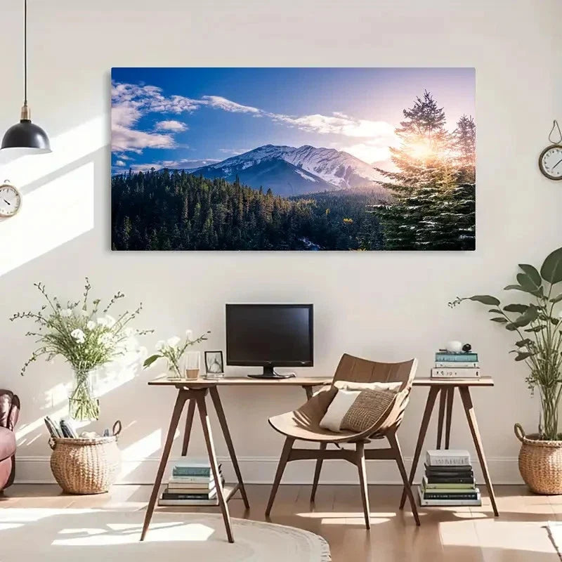 Scenery Landscape Trees Pine Wall Art Canvas Office Home Room Framed 120x60cm