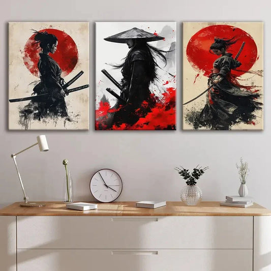 3pcs Stunning Abstract Designs Red Black Ladies Wall Art Set Canvas Framed 40x60cm - High Quality Print 100% Australian Made Wall Canvas Ready to Hang