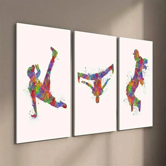 3pcs Colorful Breakdance & Street Dance Wall Art Set Canvas Framed 40x60cm - High Quality Print 100% Australian Made Wall Canvas Ready to Hang