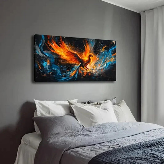 Vibrant Phoenix Surrounded Wall Art Canvas Office Home Room Framed 120x60cm