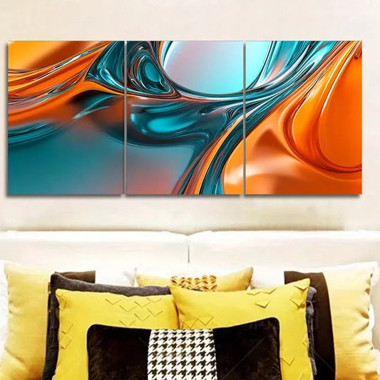 3pcs Fluid Shapes Multi Color Wall Art Set Canvas Framed 40x60cm - High Quality Print 100% Australian Made Wall Canvas Ready to Hang