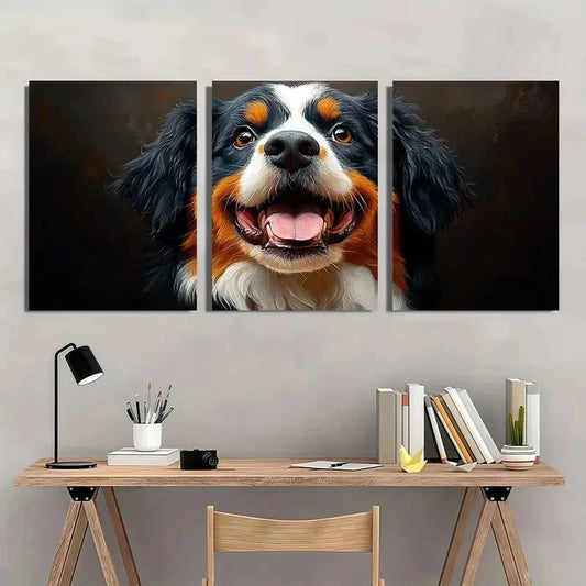 3pcs Bernese Mountain Puppy Vibrant Metal Print Ready to Hang Art