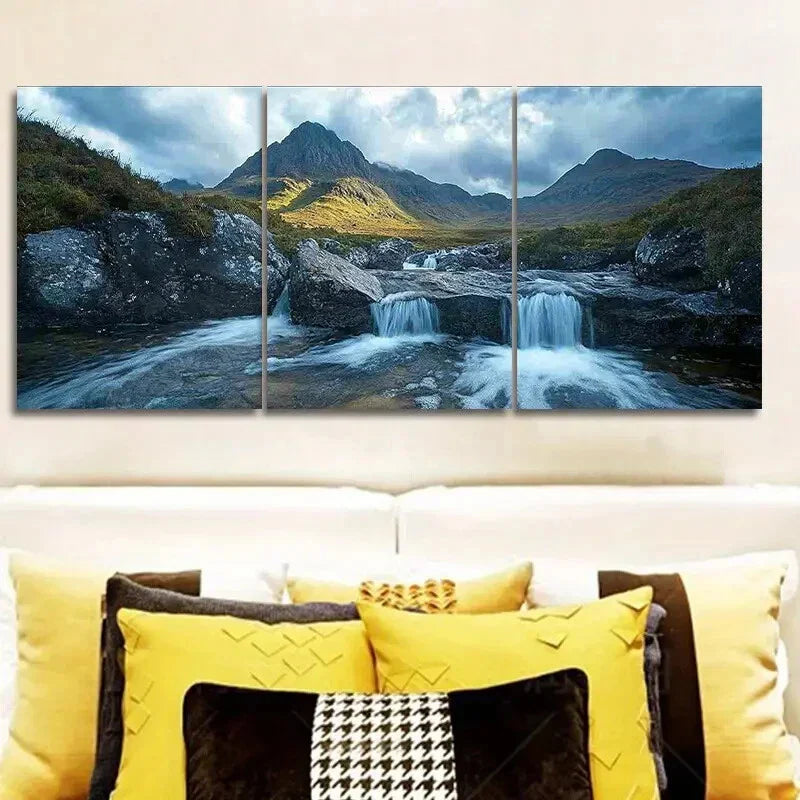 3pcs Scottish Highlands Art Painting Metal Print Ready to Hang Art